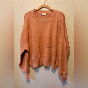 Cropped Apricot Crew Neck Sweater Size 1-2X by Dreamers Long Sleeves
